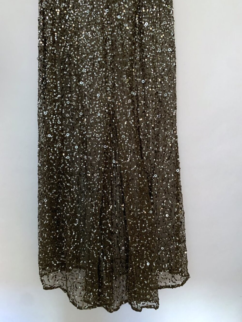 Adrianna Papell Scoop-Back All-Over Sequin Gown | Lead Gray | Size 18W - Picture 7 of 16